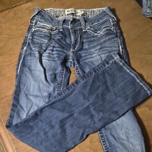 Women's Blue Embroidered Pocket Jeans